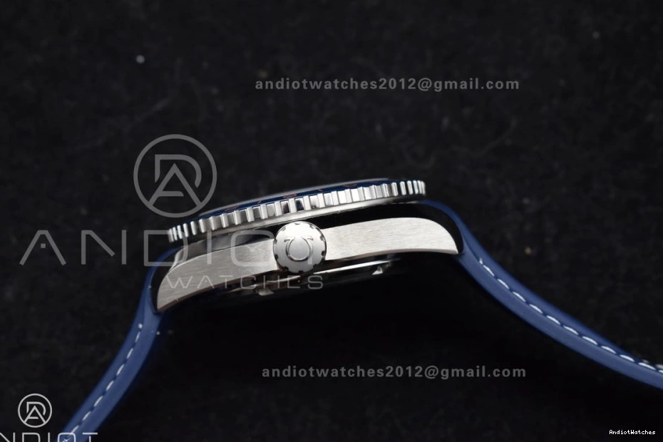 1009 A8605 Edition Clone Blue Best Ceramic VSF Dial 1:1 Blue GMT Strap Ocean 600M Planet Bezel on Rubber Super Trendsetting Co-Axial 43.5mm 0403